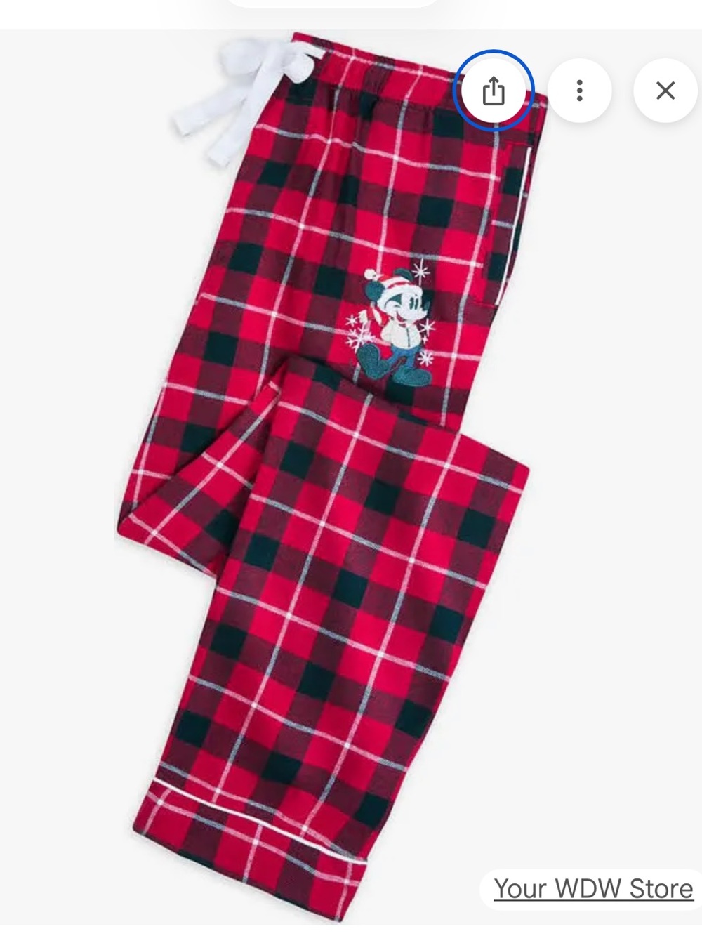 Disney Mickey Mouse Red and Black Plaid Flannel Pajama Bottoms - Picture 1 of 5